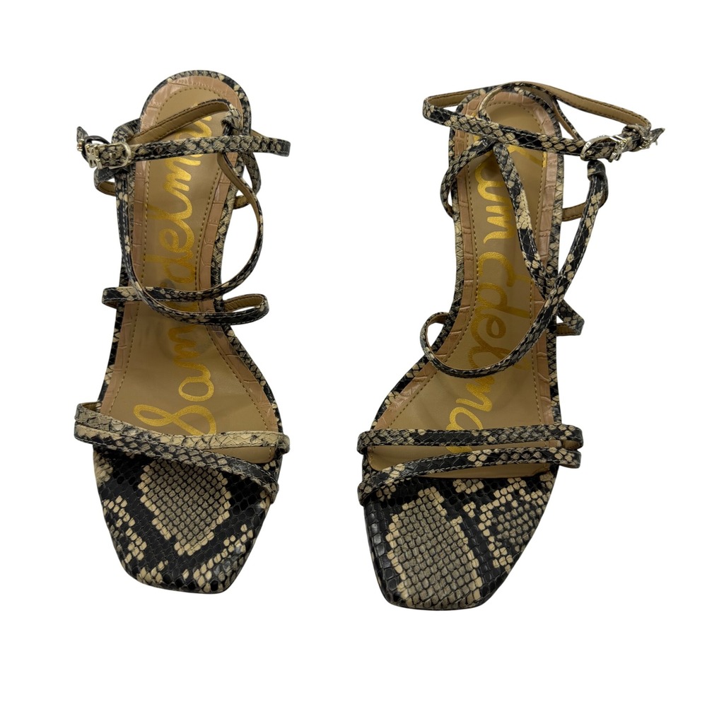 Sam‎ Edelman Leanne Snake Print Strappy Sandals Heels Exotic Square Toe Size 9M